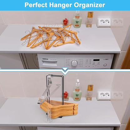 Hanger Organizer Stacker, Clothes Hanger Holder for Closet Laundry Room, Hanger Stacker Hold up 110 Wire Hangers for Hanger Storage Organizer, Hanger Rack Stand for Adult Child Velvet Pants Hangers