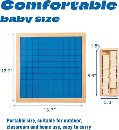 Montessori Toys for 3+ Year Old Hundred Board, Consecutive Counting Numbers 1-100 for Learning & Educational Toy- Math Games Board,Montessori Math Materials for Large Size 13.7" X 13.7 "X 0.4"
