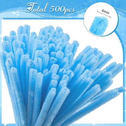 Peryiter 500 Pieces Pipe Cleaners Chenille Stems 12 Inch Craft Supplies Bulk for DIY Art and Craft Projects Creative Gift Wrapping Party Decorations(Blue Flower Color,12 Inch)