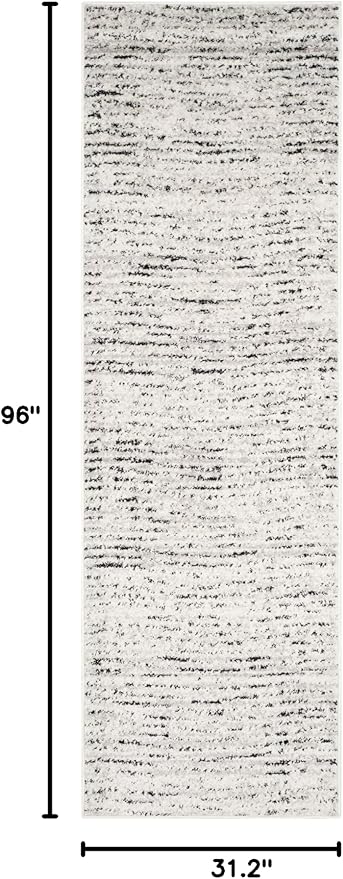 SAFAVIEH Adirondack Collection Runner Rug - 2'6" x 8', Ivory & Silver, Modern Abstract Design, Non-Shedding & Easy Care, Ideal for High Traffic Areas in Living Room, Bedroom (ADR117B)