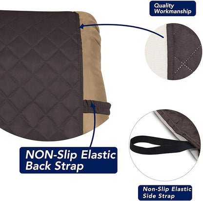 PureFit Reversible Quilted Sofa Cover, Water Resistant Slipcover Furniture Protector, Washable Couch Cover with Non Slip and Elastic Straps for Kids, Dogs, Pets (Small Recliner, Chocolate/Beige)