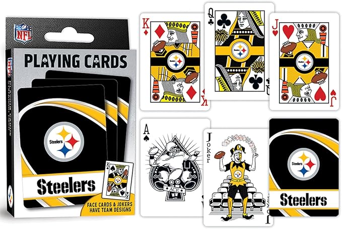 MasterPieces - NFL Playing Cards, Officially Licensed Pittsburgh Steelers Football Deck, Family Games for Adults and Kids, Standard Index