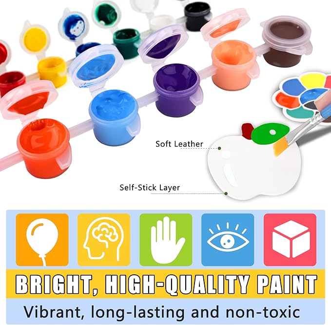 Magnetic Mini Tile Art-DIY Craft Kits for Kids,Fridge magnet painting kit for kids Ages 4-8,Soft Leather Fridge Magnets Craft Paint Set Fruit & Vegetables,Party Favors for Kids 8-12