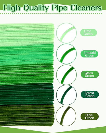 500 pcs Green Pipe Cleaners Craft(Diversified Accessories) - Fluffy Pipe Cleaners Green for Arts & Crafts, Ideal for Making Flowers, Animals & Decorations (12 x 0.24 inches),Chenille Stems