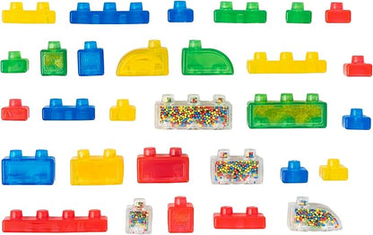 Jelly Blox Stash 'N Stack 2-in-1 Storage Case with 30 Blocks | Toddler & Preschool Building Blocks Kids Can Squeeze & Stretch | MESH ACCREDITED | Safety Tested & Ouch-Free | Sensory Play Toy Ages 2+