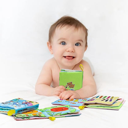 OKOOKO Soft Baby Books 6PCS Soft Cloth Books Bath Books Crinkle Washable Non-Toxic Early Education Preschool Learning Toy for Newborns Babies Infants Toddlers Kids