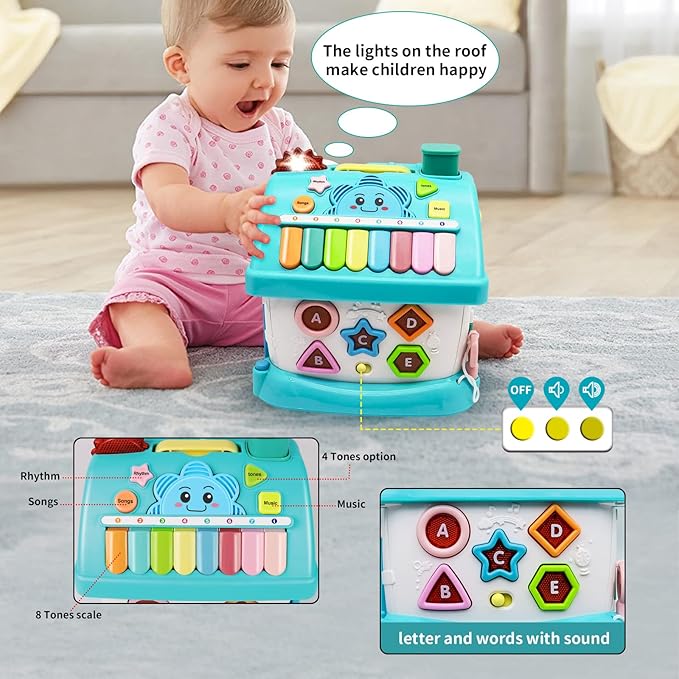 Ming You Toys for 1 Year Old Boys Gifts, 8 in 1 Functional Musical House Educational Baby Toys 12-18 Months Montessori Toy for One Year Old Boy Birthday Gifts