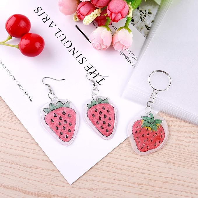 ASTARON 181Pcs Shrinking Plastic Sheets Kit Includes 20 Shrinking Film Art Paper and 161 Pcs Shrinkles Keychains Making Accessories for Kids Craft and Art Supplies