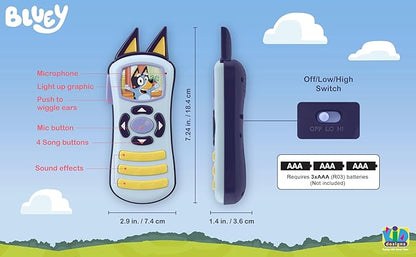 eKids Bluey Toy Remote Control for Toddlers with Built-in Music and Sound Effects, Designed for Fans of Bluey Toys