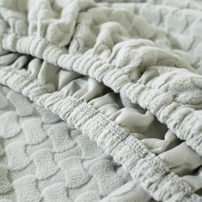 vctops 6 Pieces Jacquard Plush Recliner Loveseat Slipcover Stretch Soft Sofa Couch Cover Anti-Slip Solid Color Furniture Protector with Elastic Bottom for Kids Cats Dogs(Light Grey,2 Seat)