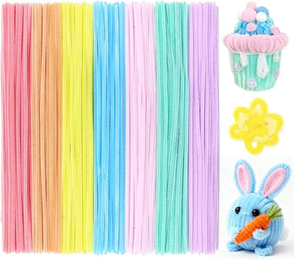 Praisebank Pipe Cleaners,200pcs Macaron Color Chenille Stems for DIY Projecets, Arts & Crafts Supplies for Festival Party Decorations
