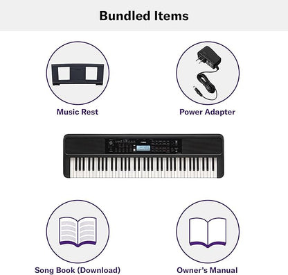 Yamaha PSR-EW320 76 Touch Sensitive Key Portable Keyboard for Beginners with Music Rest, Power Adapter