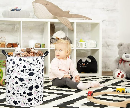 Cow print Laundry Basket Baby Laundry Basket Nursery Hamper Kids Baby Laundry hamper for Boys and Girls Cute Toy Storage Bin Cow Room Decor(Cow)