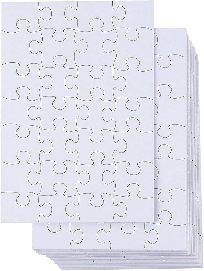 Juvale 48 Sheets Blank Puzzles to Draw On Bulk – 6x8 inch Make Your Own Jigsaw Puzzle for Kids Crafts Projects (28 Pieces Each)