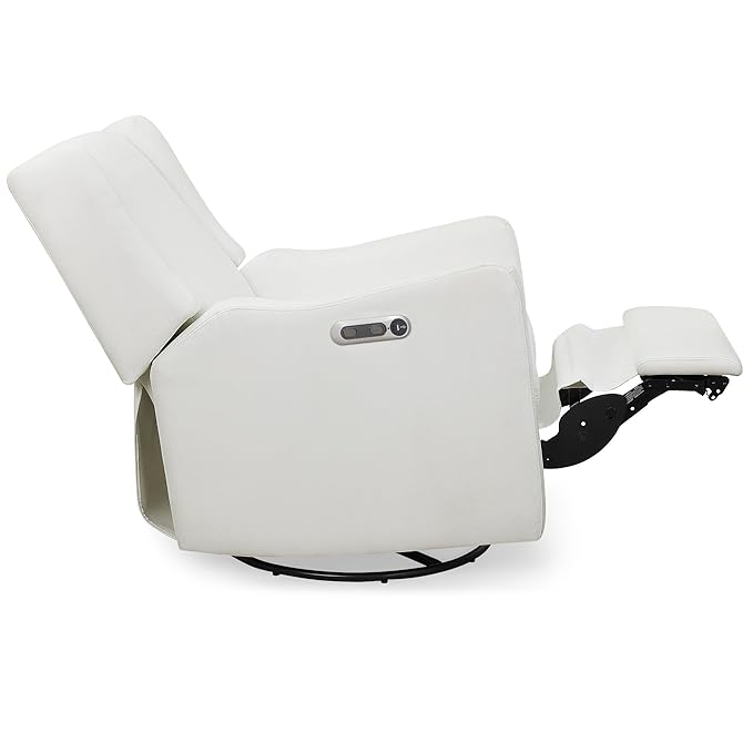 Delta Children Mercer Electronic Power Recliner and Swivel Glider with USB and Type-C Ports in LiveSmart Performance Fabric - Water Repellent & Stain Resistant, Pearl