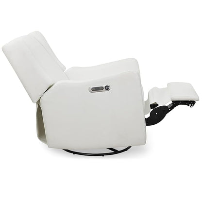 Delta Children Mercer Electronic Power Recliner and Swivel Glider with USB and Type-C Ports in LiveSmart Performance Fabric - Water Repellent & Stain Resistant, Pearl