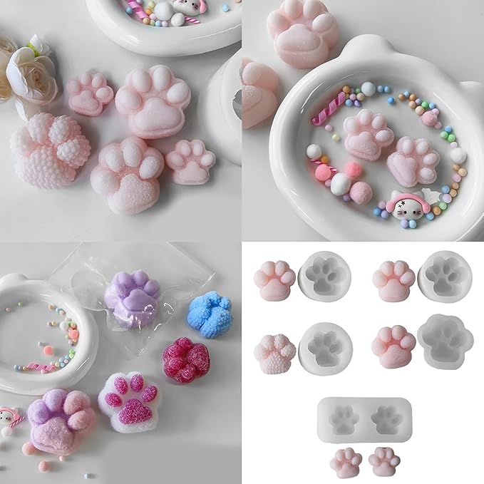 Portable Sturdy Silicone Cats Paws Squeeze Mold Set Craft Supplies for Kids Creativity and Home Decoration Enhancement