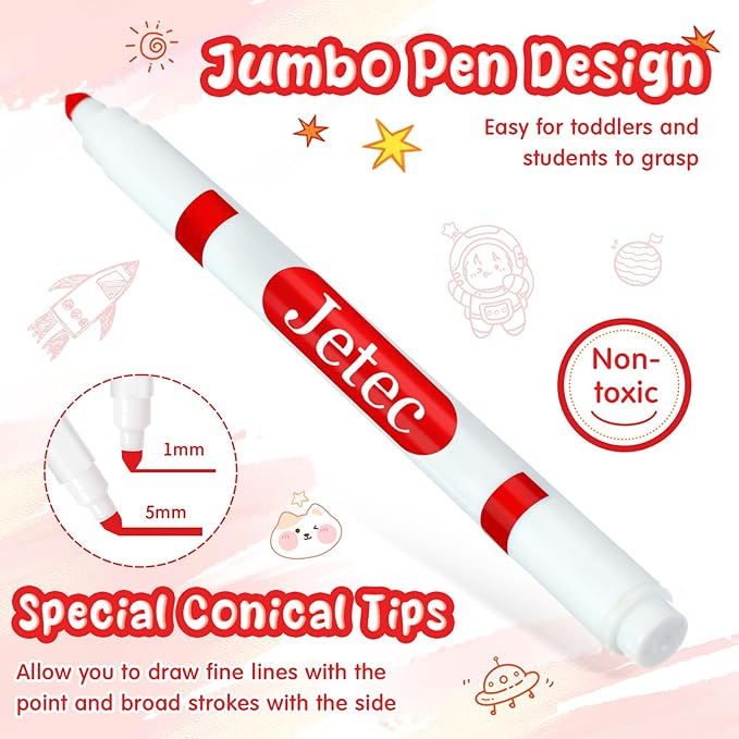 Janlaugh 48 Pcs Line Washable Markers Bulk Red Fine Tip Markers Set Coloring Markers for Kids Thin Washable Markers Red Tips Markers for Art School Supplies, Back to School Supplies, Ages 6+