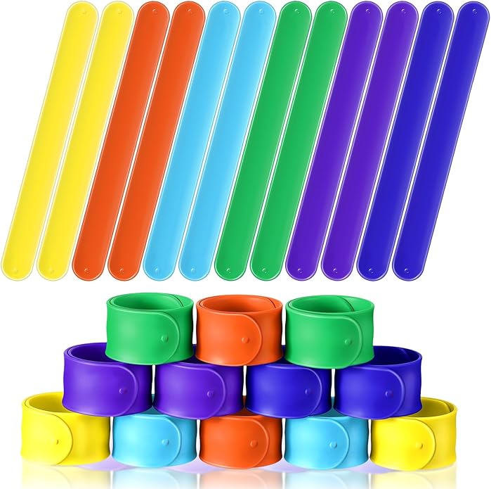 12 Pcs Silicone Slap Bracelets DIY Slap Bands Party Favors Bulk Blank Soft Wristband Wrist Snap Band for Craft Project DIY Painting Birthday Party Halloween Christmas