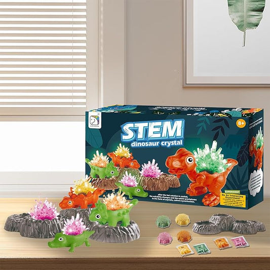 Crystal Growth Kit - 3 Vibrant Colorful Dinosaur growths - Science kit for Kids Ages 6-8, Great Gift Toys for Boys and Girls Ages 8-12, STEM Projects for Kids