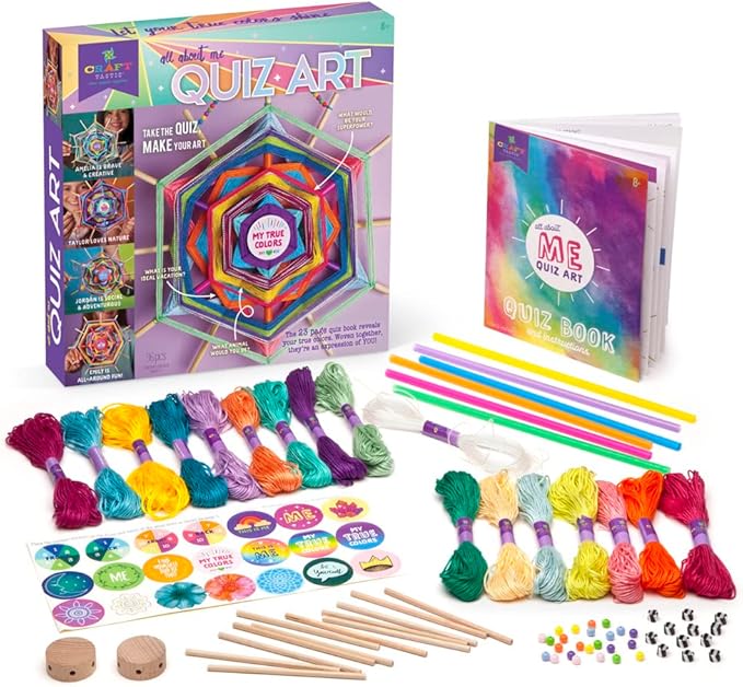 Craft-tastic – All About Me Quiz Art – Craft Kit – Answer Fun Questions to Make a Personalized Piece of Art – Ages 8+