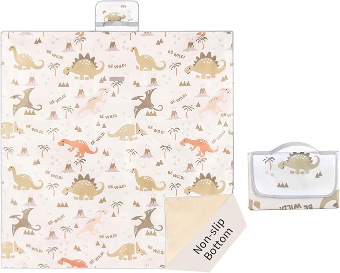 Insular Baby Splat Mat for Under High Chair/Arts/Crafts, Anti Slip and Waterproof Splash Mat for Floor, Portable Picnic Mat, 51x51 Inch, Dinosaur