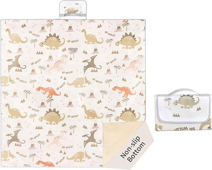 Insular Baby Splat Mat for Under High Chair/Arts/Crafts, Anti Slip and Waterproof Splash Mat for Floor, Portable Picnic Mat, 51x51 Inch, Dinosaur