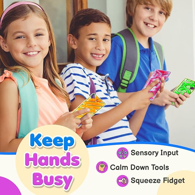 Squishy Sensory Fidget Autism Toys for Kids: Sensory Toys for Sepcial Need 6 Pack Maze - Quiet Fidget Sensory Filled Goo for Calming Down Classroom, Adult Office,Travel Essentials,Easter Gifts for Kid
