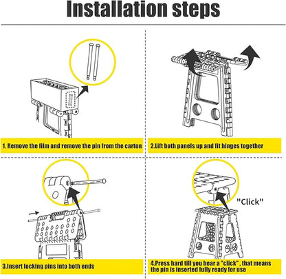 Delxo 16 Inch Folding Step Stool, Heavy Duty Foldable Stool for Adults,Premium Portable Collapsible Plastic Step Stool,Non Slip Folding Stools for Kitchen Bathroom Bedroom Up to 400LBS,(Grey 1PC)