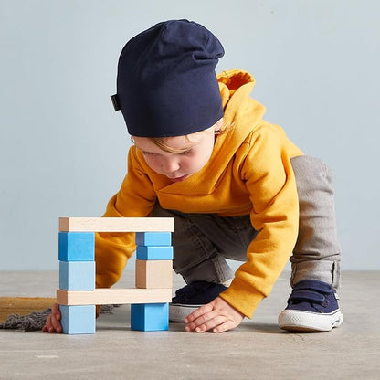 HABA Colored Wooden Building Blocks - 46 Piece Set of Wooden Toys, Stacking Toys for Toddlers 1-3 Ideal Open Ended Toys, Made in Germany