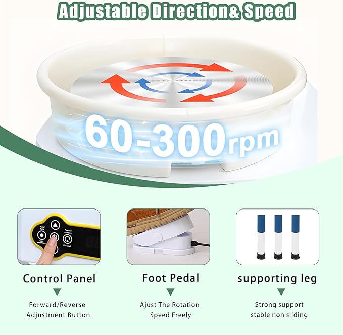 450W 14" Electric Pottery Wheel with LCD Panel Adjustable Speed Foot Pedal,Detachable Basin,Heighten Desk Legs,Clay Toolfor Kids, Adults, Beginners, Home DIY & Professional Pottery Making