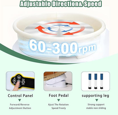 450W 14" Electric Pottery Wheel with LCD Panel Adjustable Speed Foot Pedal,Detachable Basin,Heighten Desk Legs,Clay Toolfor Kids, Adults, Beginners, Home DIY & Professional Pottery Making