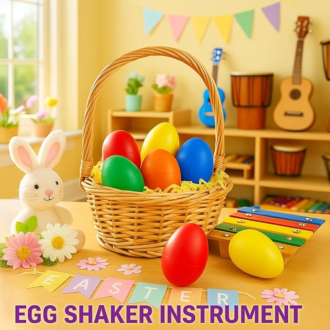 GIFTEXPRESS 18 PCS Easter Egg Shakers for Kids – Colorful Percussion Musical Maracas for Toddlers, Baby Sensory Toys, Easter Basket Fillers, Preschool Rhythm Instruments, Classroom Noise Makers