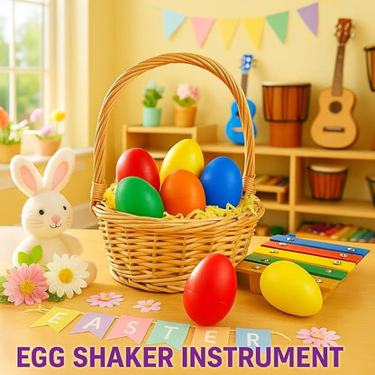 GIFTEXPRESS 18 PCS Easter Egg Shakers for Kids – Colorful Percussion Musical Maracas for Toddlers, Baby Sensory Toys, Easter Basket Fillers, Preschool Rhythm Instruments, Classroom Noise Makers