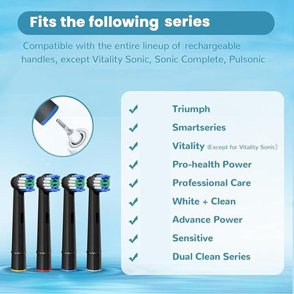 GENKENT 12 Pcs Replacement Brush Heads Compatible with Oral B Braun Electric Toothbrush Heads Black