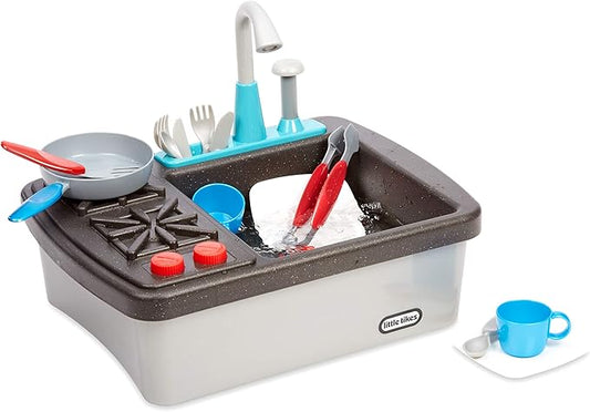 Little Tikes First Sink & Stove Realistic Pretend Play Kitchen Appliance for Kids, Includes 13 Cooking Accessories, Ages 3+ Multi-Color