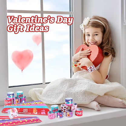 Valentine's Day Gifts for Kids Party Favors 48PC Valentine's Slap Bracelets for Kids Gifts for Students and Classes Valentine's Treats for Children Valentine's Bracelets Goodie Bag Fillers for Kids