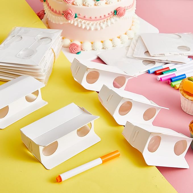 Shappy 50 Pieces Cardboard Folding Binoculars with Coloring Markers Paintable Make Your Own Paper Binocular 3X Magnification DIY Art Craft Toys for Boys Girls Birthday Party Supplies Class Activity