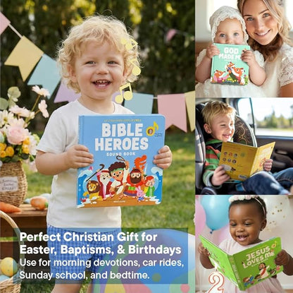 Bible Heroes Christian Sound Books for Kids - 6 Bible Songs for Toddlers – Christian Gifts for Kids - Baby Bible for Baptism, Christening, Dedication Gifts, Sunday School, Preschool Homeschool