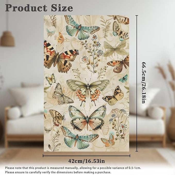 Retro Butterfly Recliner Headrest Cover Fabric Sofa Headrest Slipcovers Pet Scratch Resistant Couch Headrest Covers Furniture Protector for Home Couch Loveseats Decoration Set of 2