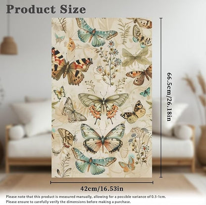 Retro Butterfly Recliner Headrest Cover Fabric Sofa Headrest Slipcovers Pet Scratch Resistant Couch Headrest Covers Furniture Protector for Home Couch Loveseats Decoration Set of 2