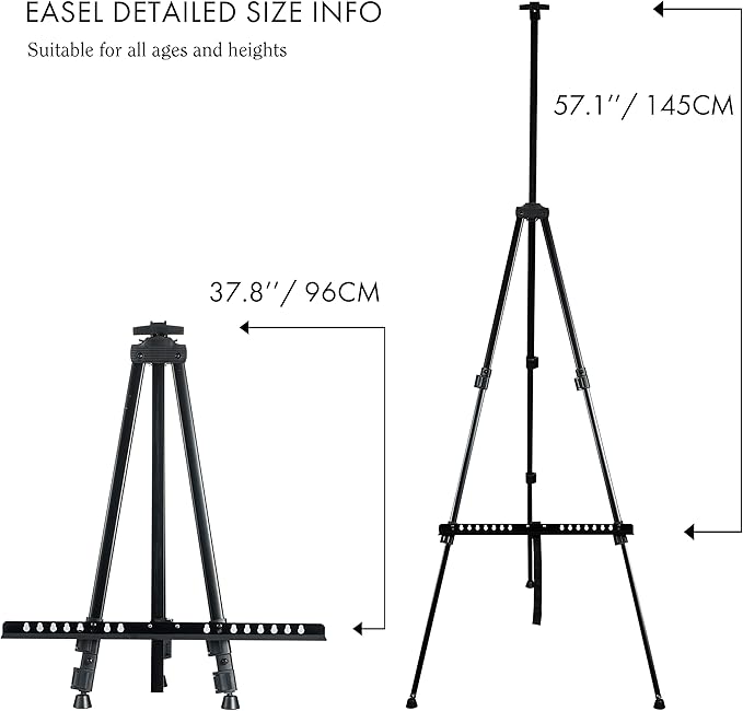 Artify 73 Inches Double Tier Easel Stand, Adjustable Height from 22-73”, 3 in 1, for Painting and Display with a Carrying Bag, 4PACK