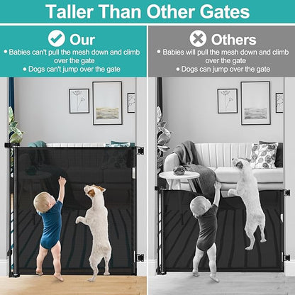 42 Inch Extra Tall Retractable Dog Gate Babies and Dogs Can't Get Under The Gate 55" Wide Retractable Baby Gates Extra Tall Baby Gate for Doorway Extra Tall Pet Gate Extra Tall Dog Gate for The House