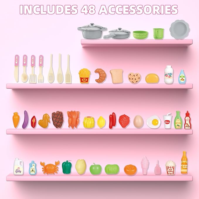 Play Kitchen for Girls and Boys - Realistic Toy Kitchen Set with Lights, Sounds, and Water Circulation for Ages 3-8