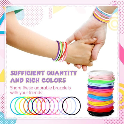 Nuenen 1000 Pcs Silicone Jelly Bracelets 80's Gummy Rubber Bracelets Multicolor Non Luminous Wristbands Bulk Rainbow Neon Bracelet Silicone Hair Tie for Party Favors Halloween