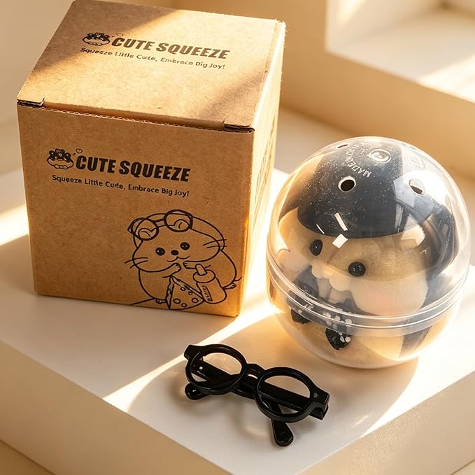 Handmade Taba Squishy Hamster Toy, Cute Squishy Hamster Fidget Toy, Soft Silicone Mochi Furry Toy, Stress Relief for Adults & Kids (Brown-Monster)