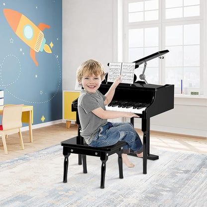 30-Key Kids Piano Keyboard, Mini Grand Piano for 3 Years+, Toddler Musical Instrument with Stool & Removable Music Stand, Wooden Baby Music Toys Gifts for Beginners, Girls & Boys