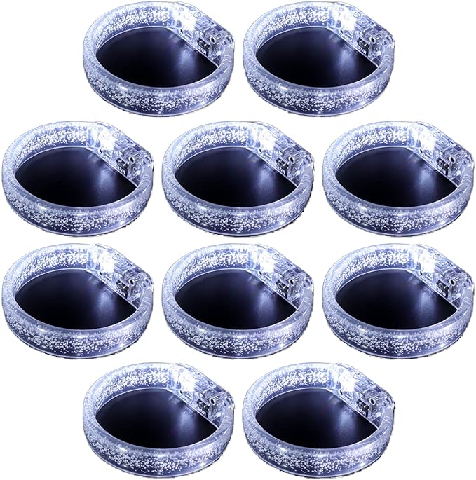 LED Light up Bracelets, White Glow Wristbands Party Favors Toys Supplies for Birthday, Halloween, Carnivals Parties for Kids over 3 Years Old, Clear Case 10 Pack