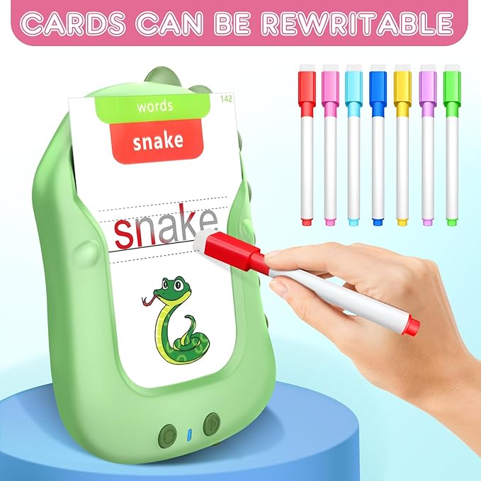 Preschool Learning Activities Toddler Toys Reusable Writing Drawing Talking Flash Cards Phonics Education Card Pocket Speech Therapy Toys for Boys and Girls, Xmas/Birthday Gift