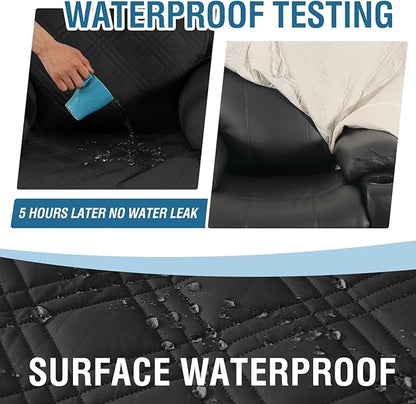 H.VERSAILTEX 100% Waterproof Recliner Chair Covers Dog Chair Cover Non Slip Covers for Recliner Chair with Pocket Electric Power Lift Recliner Slipcovers for Pets and Kids,Black/Beige